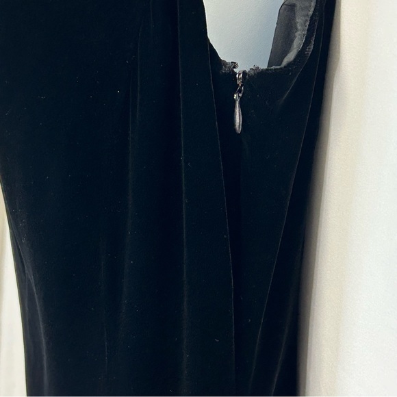 Womens Long Velvet Dress Sz 6 Sleeveless Cowl Neck Silk Blend Formal Black - Picture 5 of 11